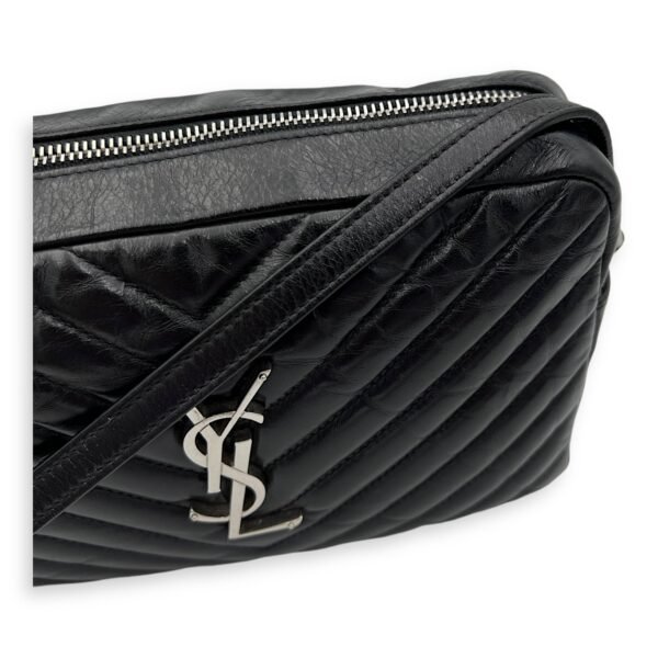 Lou Crossbody Bag Black in Calfskin, Silver hardware - Image 8