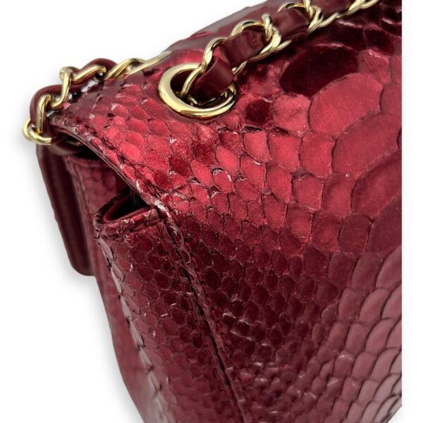 Classic Red Shoulder Bag in Python Leather, Gold hardware - Image 10