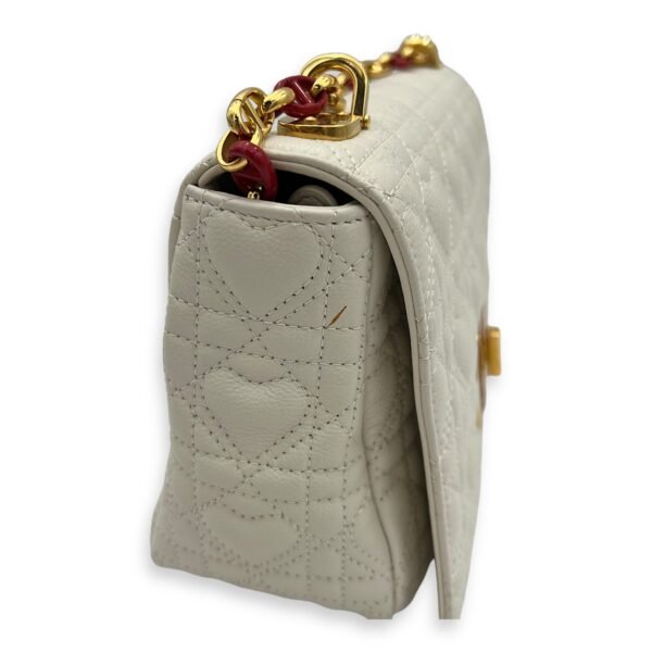 Caro Medium White Crossbody Bag in Calfskin, Gold hardware - Image 9
