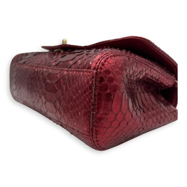 Classic Red Shoulder Bag in Python Leather, Gold hardware - Image 9