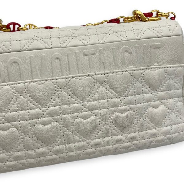 Caro Medium White Crossbody Bag in Calfskin, Gold hardware - Image 8