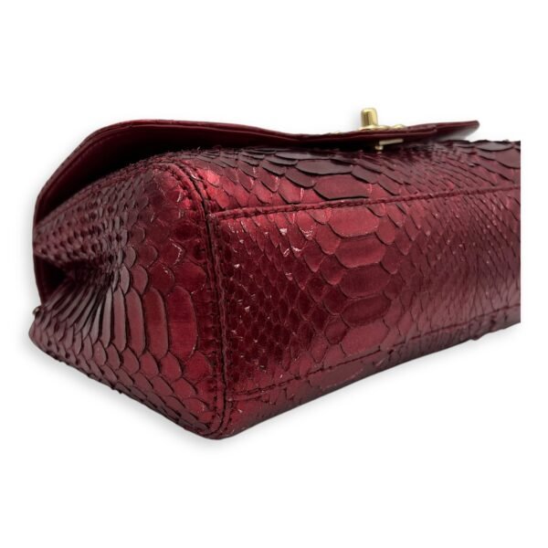 Classic Red Shoulder Bag in Python Leather, Gold hardware - Image 8