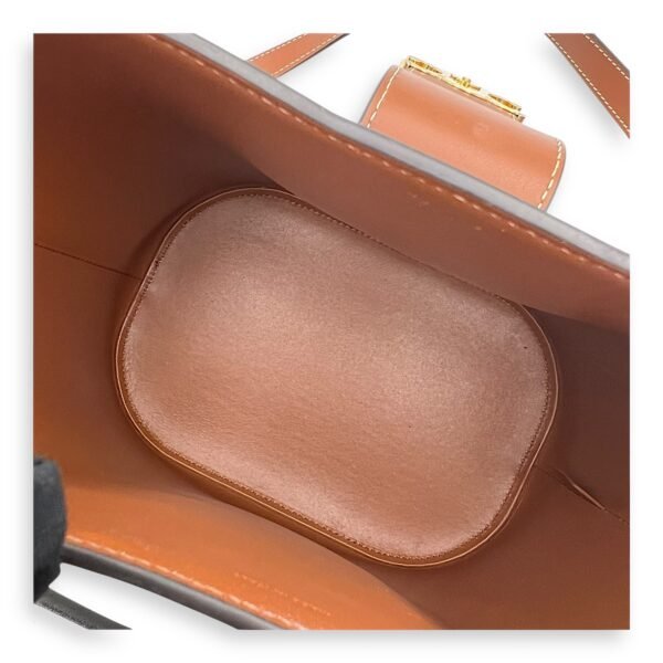 Louise Medium Brown Bucket Bag in Calfskin, Gold hardware - Image 7