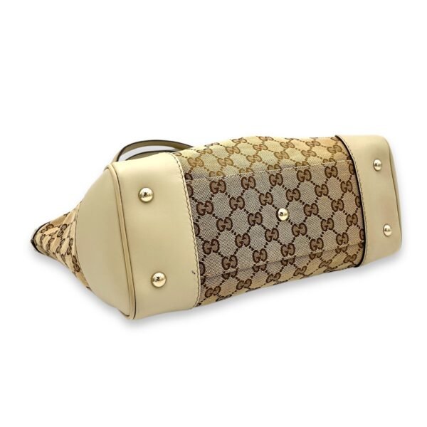 Mayfair Medium Brown Top Handle Bag in Canvas, Gold hardware - Image 5
