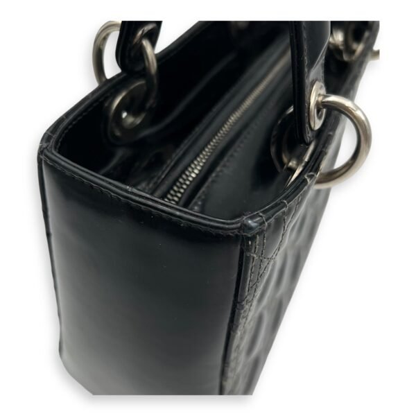 Lady Dior Top Handle Bag Medium Black in Patent Leather, Silver hardware - Image 7