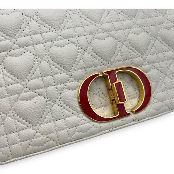 Caro Medium White Crossbody Bag in Calfskin, Gold hardware - Image 7