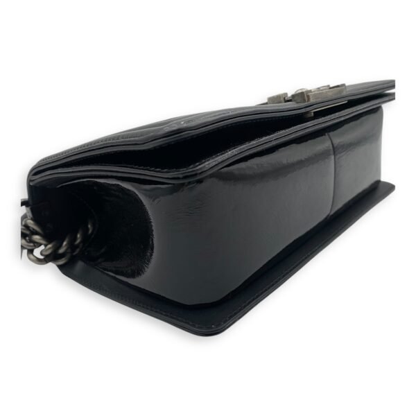 Boy Black Shoulder Bag in Python and Patent Leather, Ruthenium hardware - Image 8