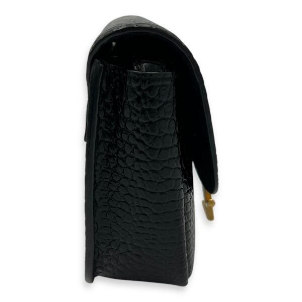 Kaia Crossbody Bag Black in Python Embossed Calfskin, Gold hardware - Image 4