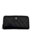 CC Long Black Wallet in Lambskin, Silver hardware