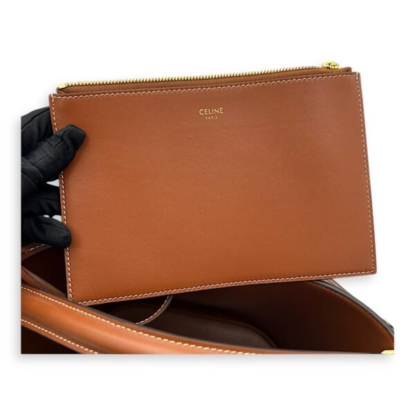 Louise Medium Brown Bucket Bag in Calfskin, Gold hardware - Image 8