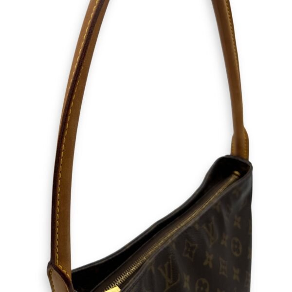 Looping GM Brown Shoulder Bag in Monogram Coated Canvas, Gold hardware - Image 9