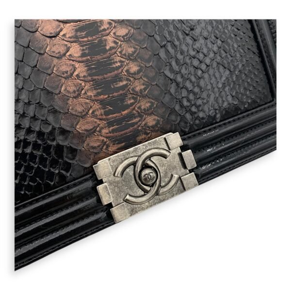 Boy Black Shoulder Bag in Python and Patent Leather, Ruthenium hardware - Image 7