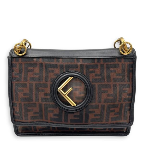 Kan I Shoulder Bag Brown in Mesh, Gold hardware
