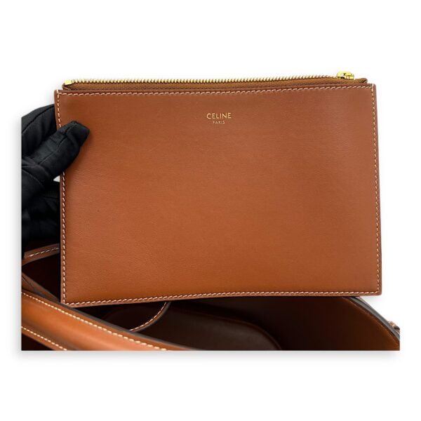 Louise Medium Brown Bucket Bag in Calfskin, Gold hardware - Image 9