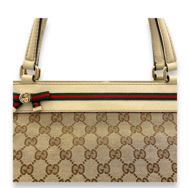 Mayfair Medium Brown Top Handle Bag in Canvas, Gold hardware - Image 7
