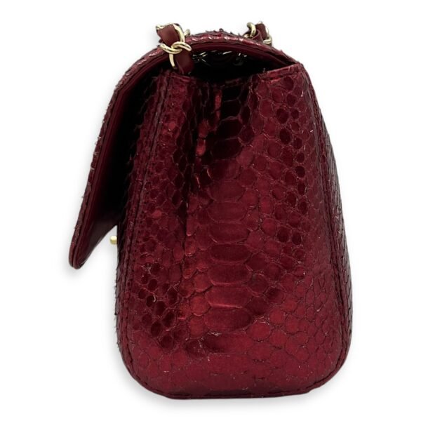 Classic Red Shoulder Bag in Python Leather, Gold hardware - Image 4