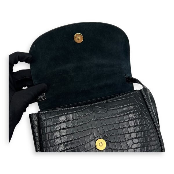 Kaia Crossbody Bag Black in Python Embossed Calfskin, Gold hardware - Image 7