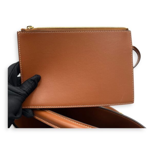 Louise Medium Brown Bucket Bag in Calfskin, Gold hardware - Image 10