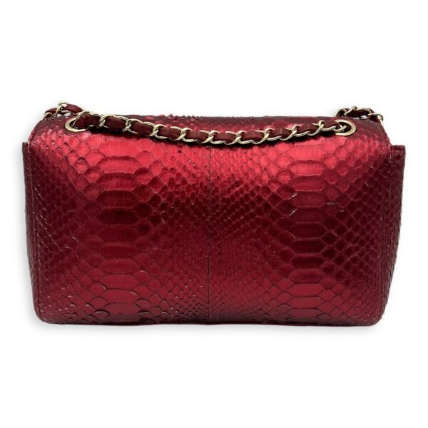 Classic Red Shoulder Bag in Python Leather, Gold hardware - Image 2
