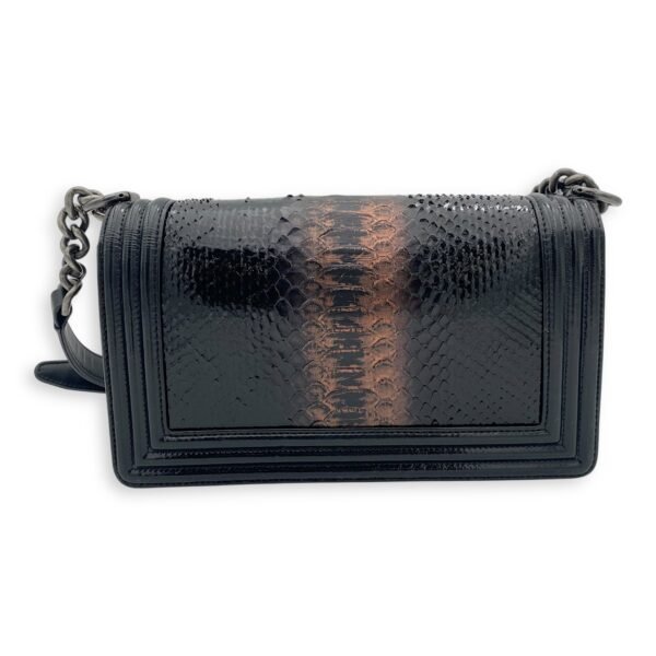 Boy Black Shoulder Bag in Python and Patent Leather, Ruthenium hardware - Image 2