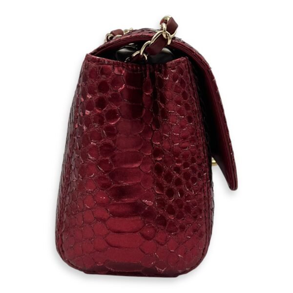 Classic Red Shoulder Bag in Python Leather, Gold hardware - Image 3