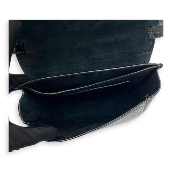 Kaia Crossbody Bag Black in Python Embossed Calfskin, Gold hardware - Image 6
