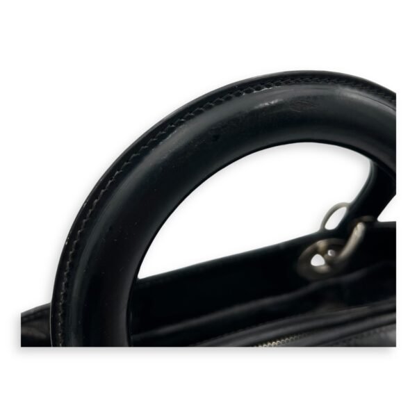 Lady Dior Top Handle Bag Medium Black in Patent Leather, Silver hardware - Image 10