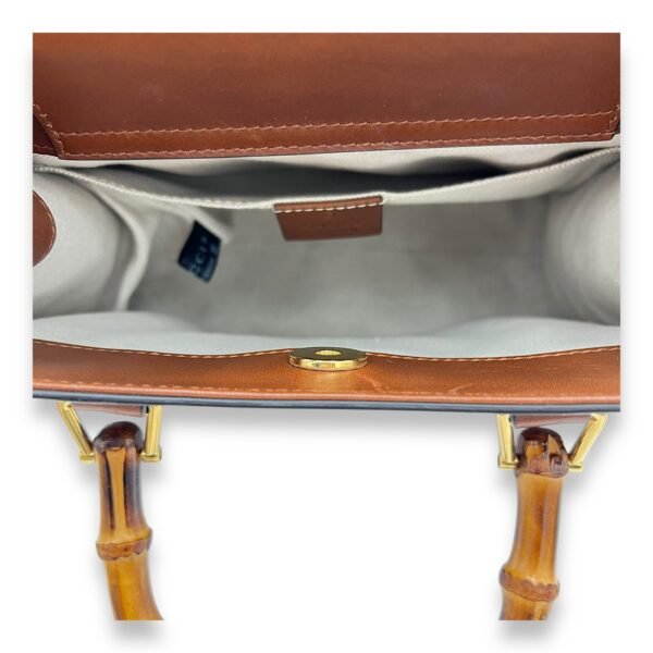 Diana Top Handle Bag Brown in Calfskin, Gold hardware - Image 6