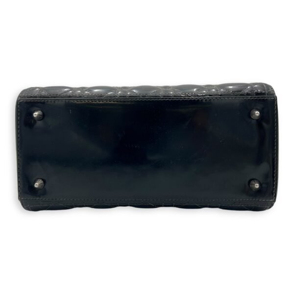 Lady Dior Top Handle Bag Medium Black in Patent Leather, Silver hardware - Image 5