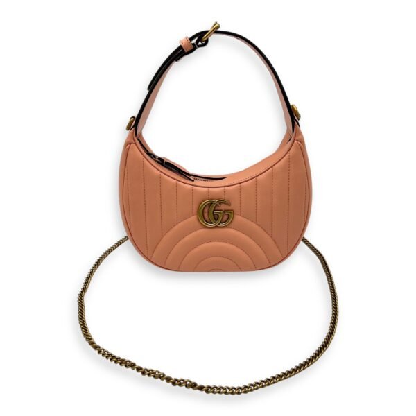 Half Moon Marmont Peach Shoulder Bag in Calfskin, Gold hardware - Image 10