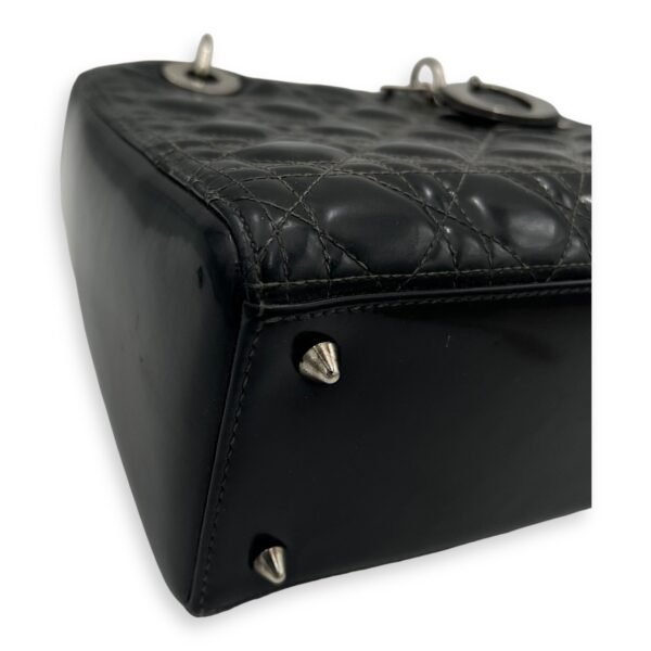 Lady Dior Top Handle Bag Medium Black in Patent Leather, Silver hardware - Image 15