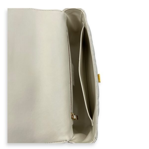 Caro Medium White Crossbody Bag in Calfskin, Gold hardware - Image 6