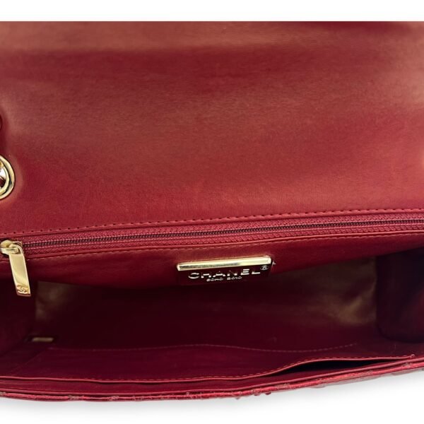 Classic Red Shoulder Bag in Python Leather, Gold hardware - Image 6
