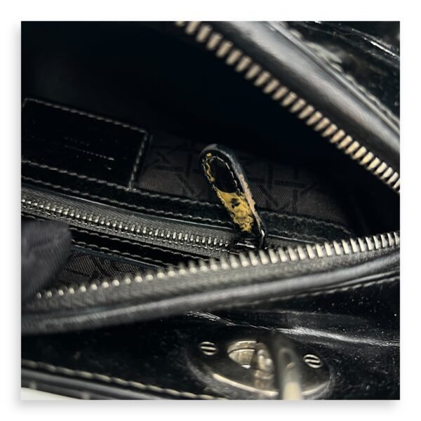 Lady Dior Top Handle Bag Medium Black in Patent Leather, Silver hardware - Image 13