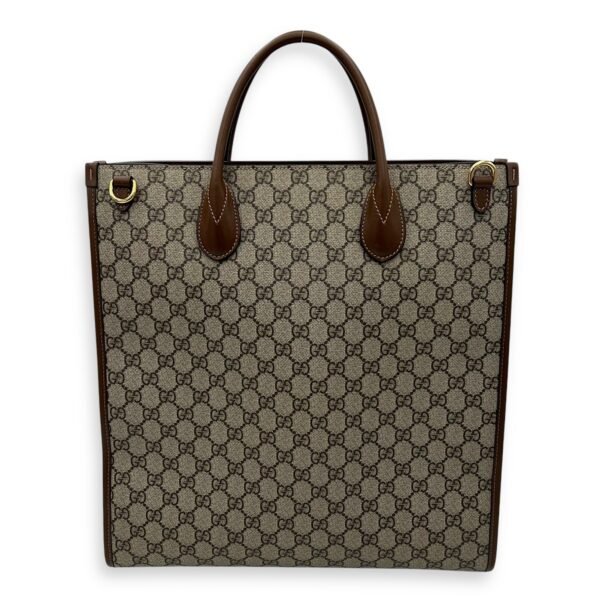 Interlocking G Brown Top Handle Bag in Coated Canvas, Gold hardware - Image 2