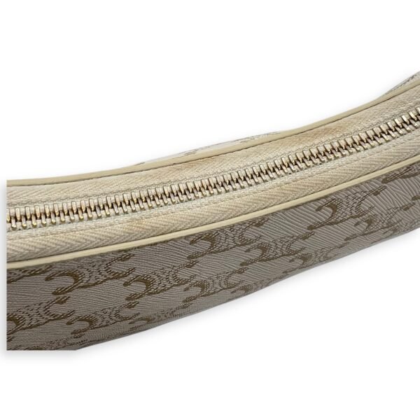 Ava Shoulder Bag White in Coated Canvas, Gold hardware - Image 8