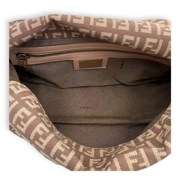 Baguette Shoulder Bag Beige in Jacquard, Gold hardware - Image 6