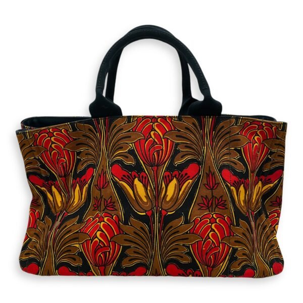 Canapa Top Handle 40x24x25 Black, orange, yellow, brown Top Handle Bag in Cotton Canvas, Gold hardware - Image 2