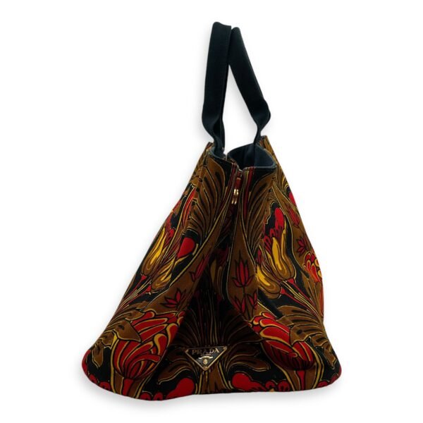 Canapa Top Handle 40x24x25 Black, orange, yellow, brown Top Handle Bag in Cotton Canvas, Gold hardware - Image 4
