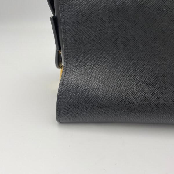 Esplanade Black Top Handle Bag in Saffiano Leather, Gold hardware - Image 10