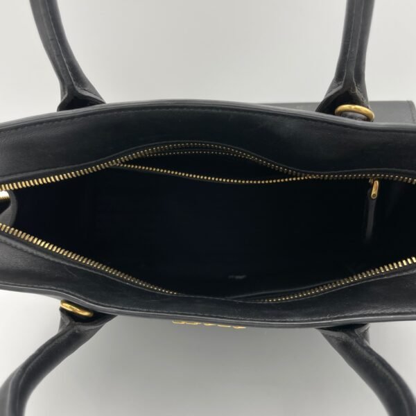 Esplanade Black Top Handle Bag in Saffiano Leather, Gold hardware - Image 11