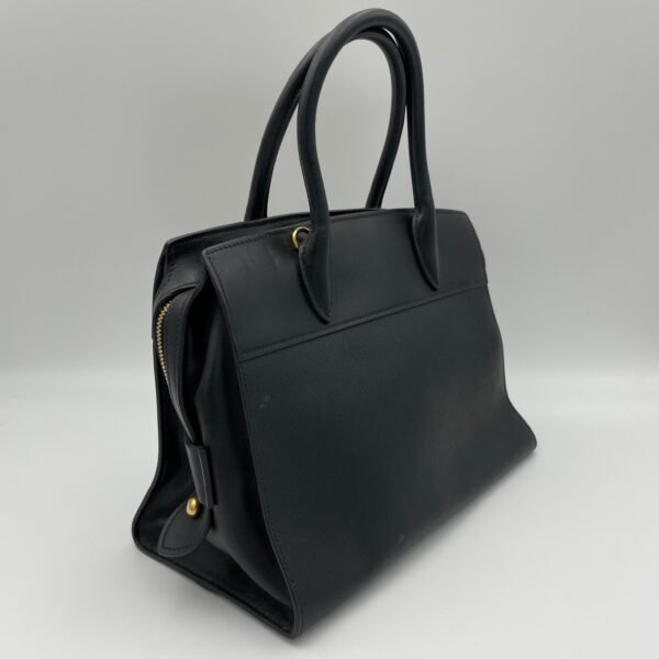 Esplanade Black Top Handle Bag in Saffiano Leather, Gold hardware - Image 4