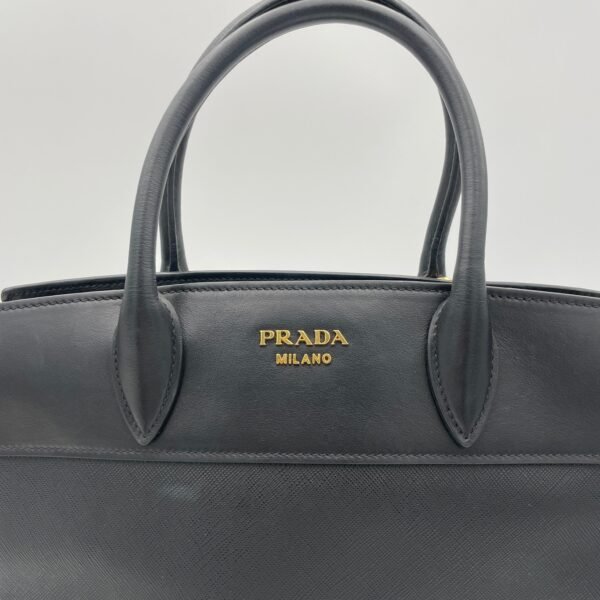 Esplanade Black Top Handle Bag in Saffiano Leather, Gold hardware - Image 7