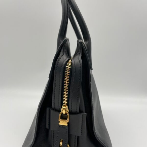 Esplanade Black Top Handle Bag in Saffiano Leather, Gold hardware - Image 8