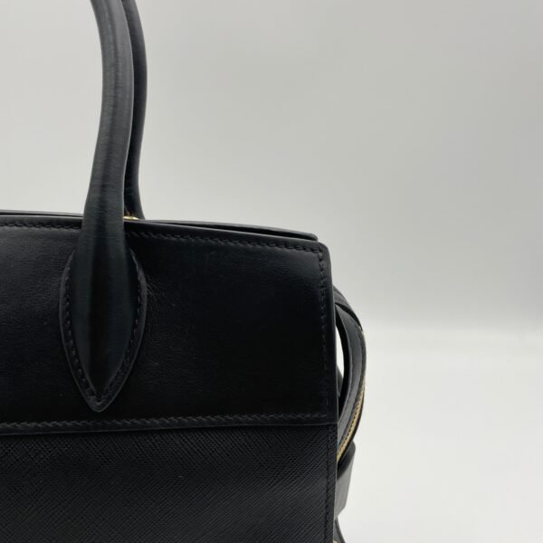 Esplanade Black Top Handle Bag in Saffiano Leather, Gold hardware - Image 9