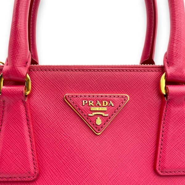 Galleria Small Pink Top Handle Bag in Saffiano Leather, Gold hardware - Image 7