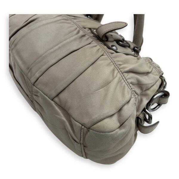 Gaufre Satchel Beige Top Handle Bag in Lambskin, Silver hardware - Image 20