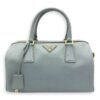 Bowler Blue Top Handle Bag in Saffiano Leather, Gold hardware