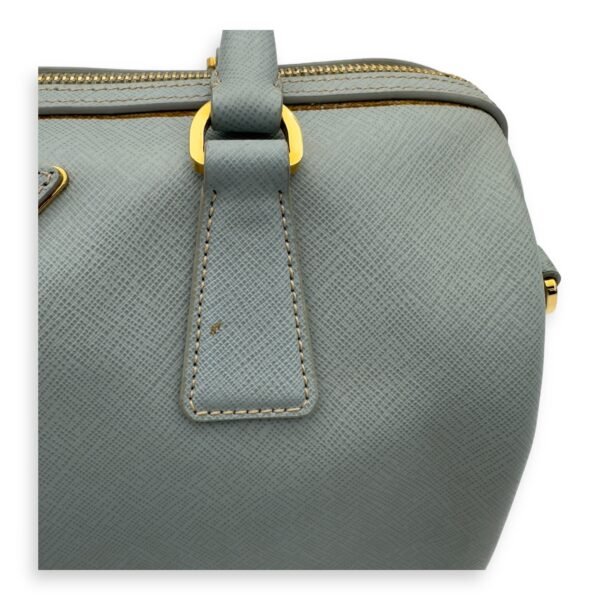 Bowler Blue Top Handle Bag in Saffiano Leather, Gold hardware - Image 13