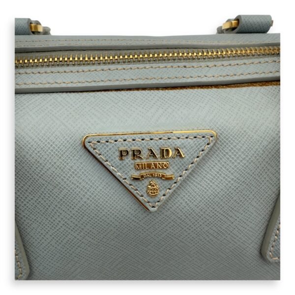 Bowler Blue Top Handle Bag in Saffiano Leather, Gold hardware - Image 15
